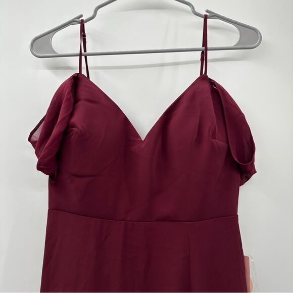 Birdy Grey Devin Convertible Chiffon Bridesmaid Dress in Cabernet Sz S NEW - Picture 3 of 10